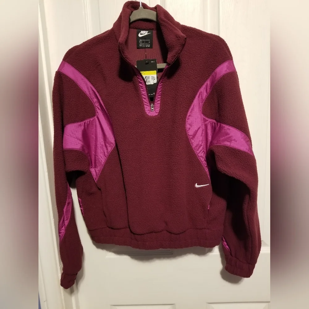 NWT Nike Archive Pack Quater Zip Fleece in Burgandy  Size Small - Picture 6 of 10